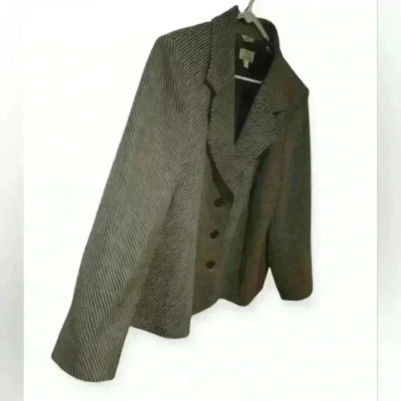 Talbots Black & White Striped Blazer - Plus Petite - (Secret Corporate Goth) - Picture 6 of 12